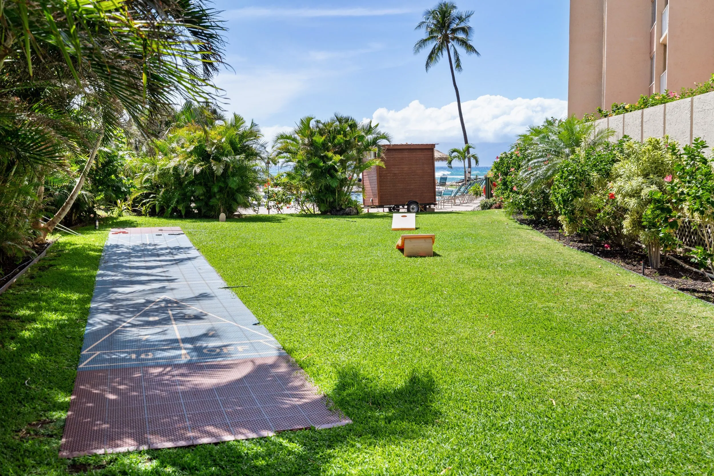 Garden path and lawn on the resort grounds
